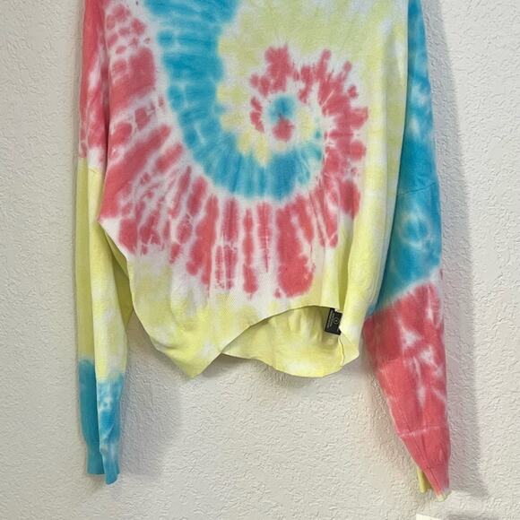 NWT BLANKNYC Good Days Rainbow Tie-Dye Long Sleeve Crew Neck Sweater - Sz S - Picture 5 of 10